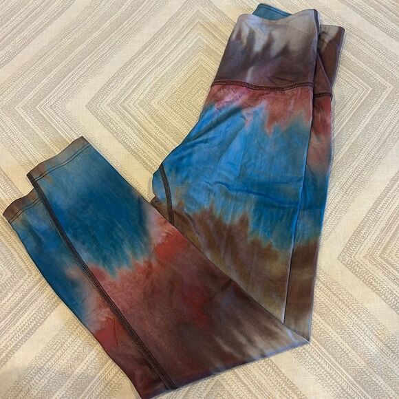 Beyond Yoga Women’s Blue & Brown Tie Dye High Waisted Leggings - Size M